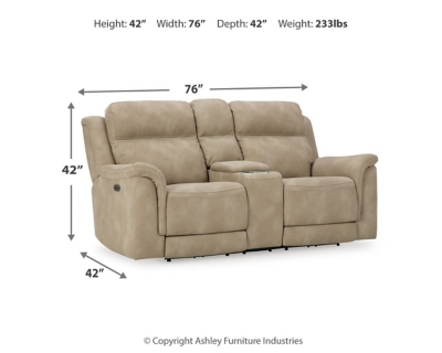 Next-Gen DuraPella Power Reclining Loveseat with Console, Sand, large