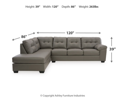 Donlen 2-Piece Sectional with Chaise, Gray, large