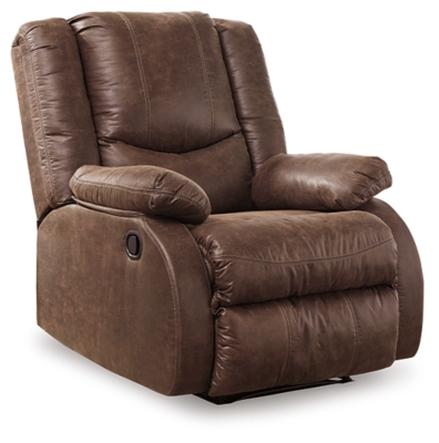 Make a big impression in a smaller footprint with the chic styling of the Bladewood zero wall recliner. Thanks to its space-conscious design that requires a mere three inches between the wall and chair back, you can stretch out more efficiently. Wrapped in a fabulous faux leather loaded with pebbly texture and tonal variation that looks so natural, this designer recliner sports contoured tufting and contrasting baseball stitching for a style home run.Pull tab reclining motion | Zero wall design requires minimal space between wall and chair back | Corner-blocked frame with metal reinforced seat | Attached cushions | High-resiliency foam cushions wrapped in thick poly fiber | Polyester/polyurethane upholstery