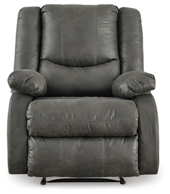 Make a big impression in a smaller footprint with the chicly styled Bladewood zero wall recliner. Thanks to its space-conscious design that requires a mere three inches between the wall and chair back, you can stretch out more efficiently. Wrapped in a fabulous faux leather loaded with pebbly texture and tonal variation that looks so natural, this designer recliner sports contoured tufting and contrasting baseball stitching for a style home run.Pull tab reclining motion | Zero wall design requires minimal space between wall and chair back | Corner-blocked frame with metal reinforced seat | Attached cushions | High-resiliency foam cushions wrapped in thick poly fiber | Polyester/polyurethane upholstery