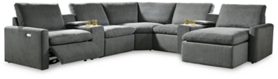 Hartsdale 7-Piece Power Reclining Modular Sectional with Console and Chaise, Granite