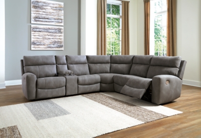 Next-Gen DuraPella Performance Fabric 6-Piece Dual Power Reclining Modular Sectional with Console, Slate