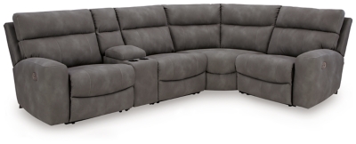 Next-Gen DuraPella 5-Piece Performance Fabric Dual Power Reclining Modular Sectional with Console, Slate