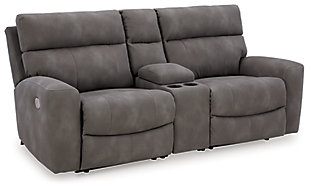 Next-Gen DuraPella 3-Piece Power Reclining Sectional Loveseat with Console, Slate, large