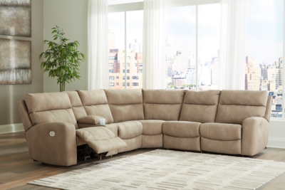 Next-Gen DuraPella Performance Fabric 6-Piece Dual Power Reclining Modular Sectional with Console, Sand