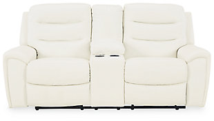 Warlin Power Reclining Loveseat with Console, White, large