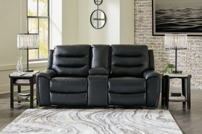 Warlin Dual Power Reclining Loveseat with Console, Black