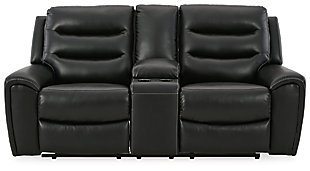 Warlin Power Reclining Loveseat with Console, Black, large