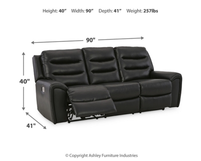 Warlin Power Reclining Sofa, Black, large