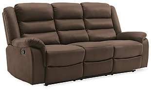 Welota Reclining Sofa with Drop Down Table, Brown, large