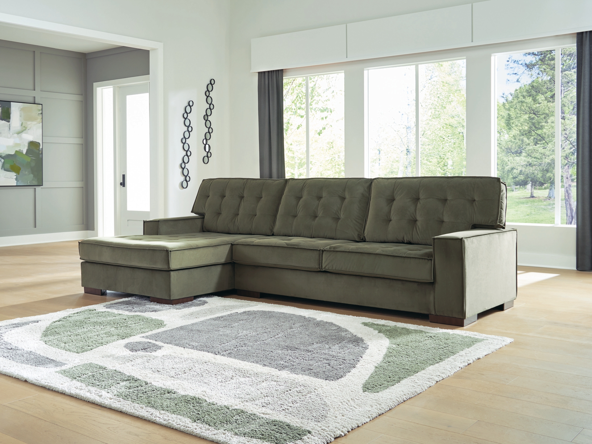 Image 0 of Chalcombe 2-Piece Sectional with Chaise  Olive 