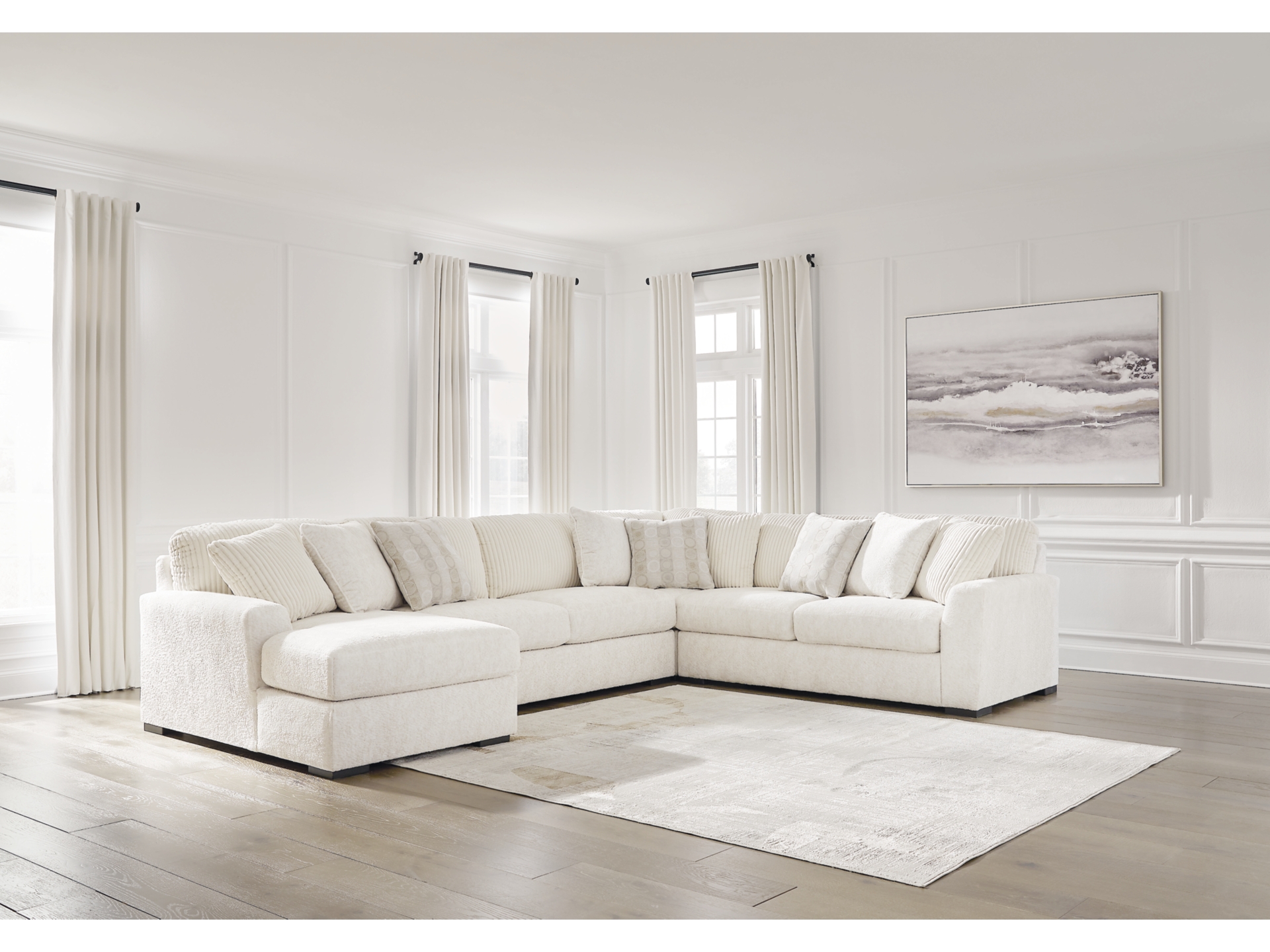 Image 0 of Chessington 4-Piece Sectional with Chaise Ivory 