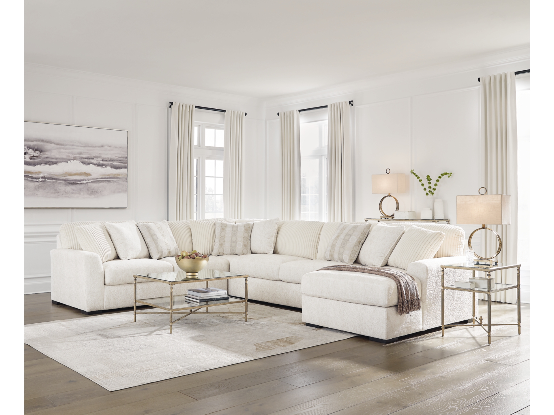 Image 1 of Chessington 4-Piece Sectional with Chaise Ivory 