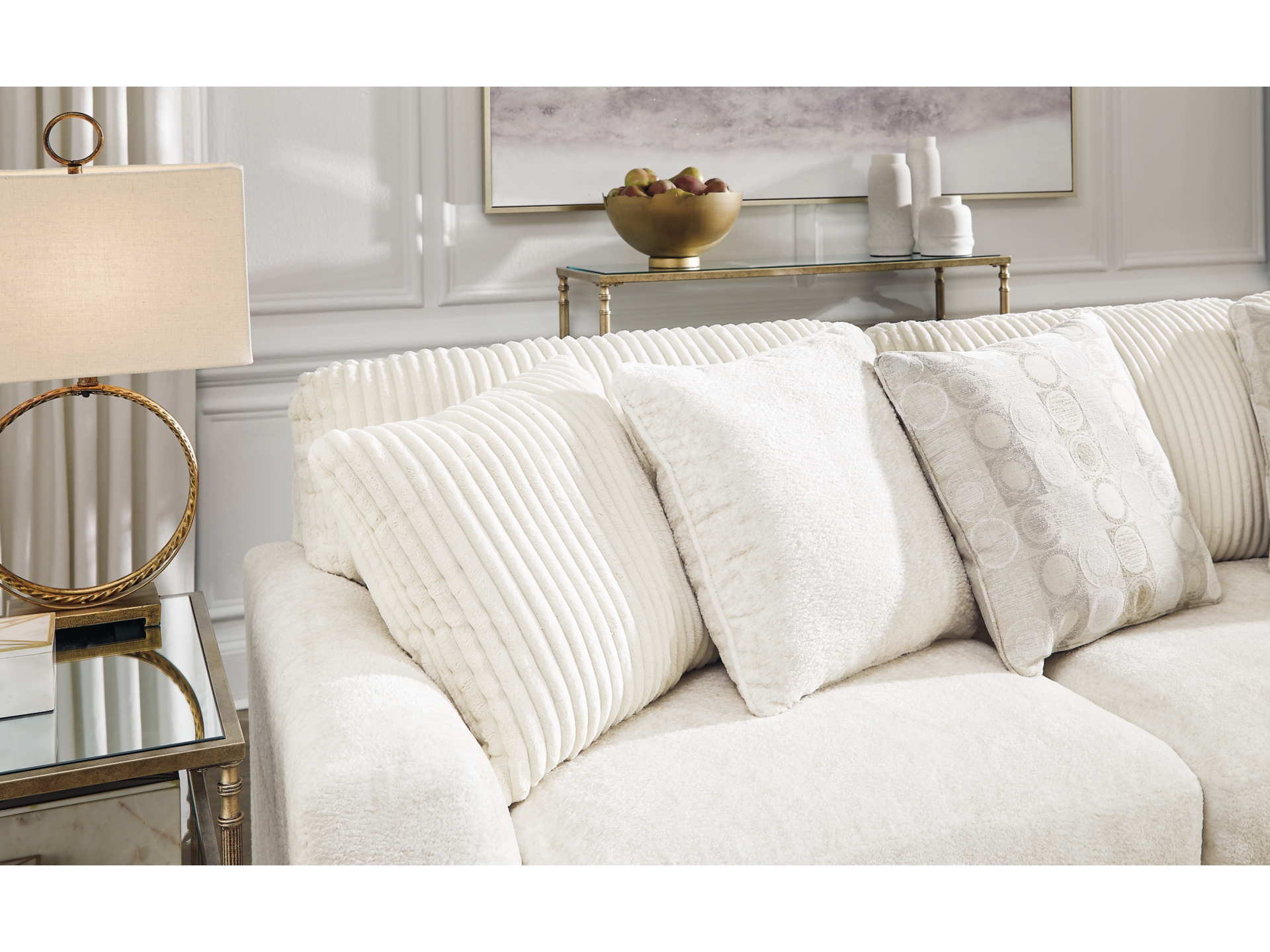 Image 2 of Chessington 4-Piece Sectional with Chaise Ivory 