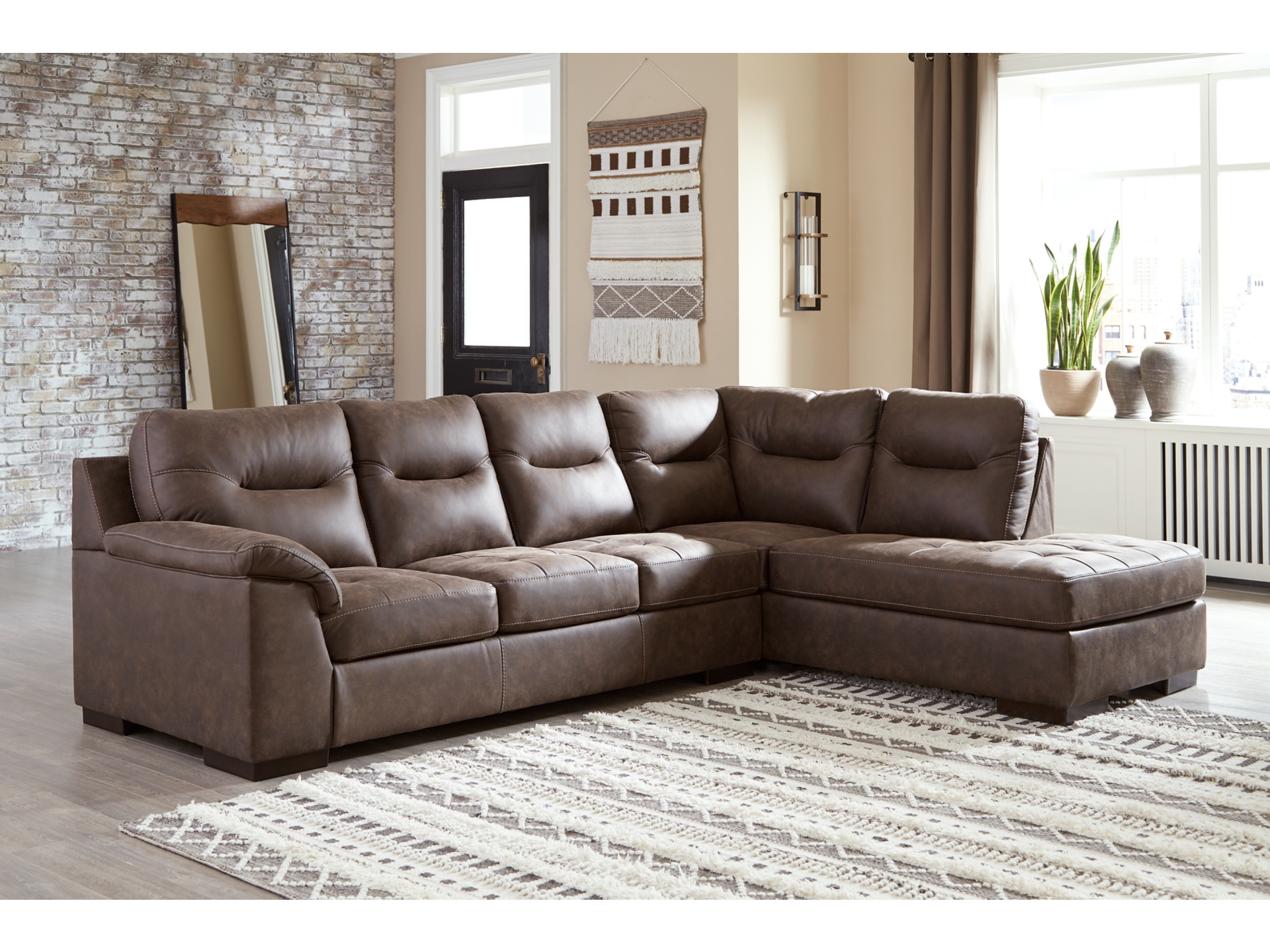 Maderla 2-Piece Sectional with Chaise chair and ottoman 