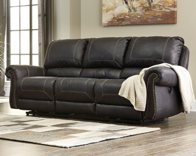 Milhaven Power Reclining Sofa, Black, large