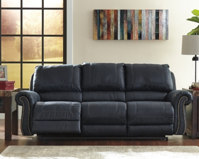 Milhaven Power Reclining Sofa, Navy, large
