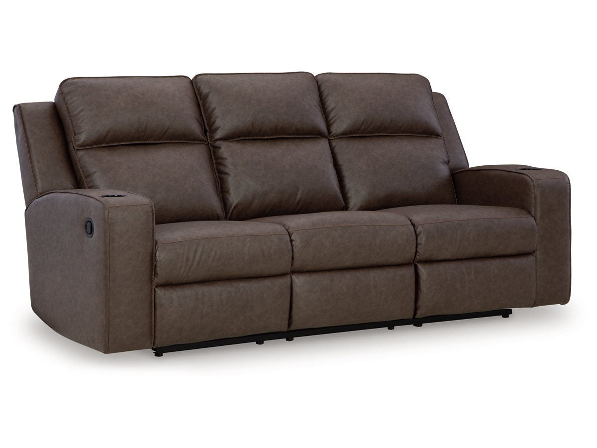 Reclining sofa with drop deals down table and drawer