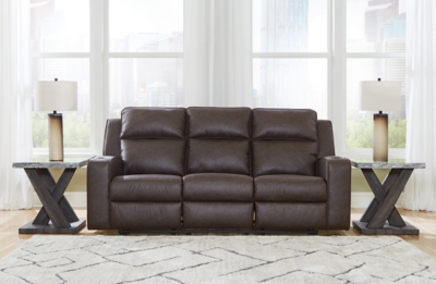 Lavenhorne Reclining Sofa with Drop Down Table, Umber, rollover
