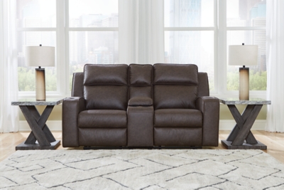 Lavenhorne Manual Reclining Loveseat with Console, Umber