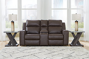 Lavenhorne Reclining Loveseat with Console, Granite, rollover
