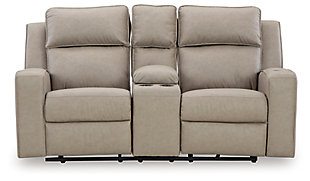 Lavenhorne Reclining Loveseat with Console, Pebble, large