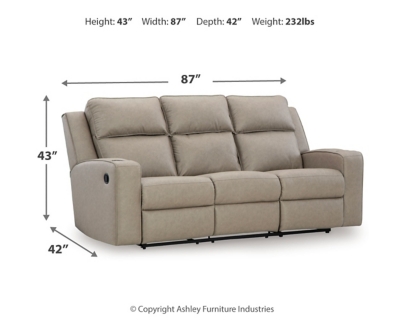 Lavenhorne Reclining Sofa with Drop Down Table, Pebble, large