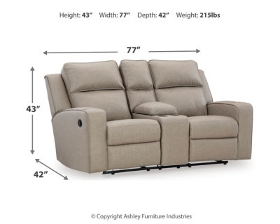 Lavenhorne Reclining Loveseat with Console, Pebble, large