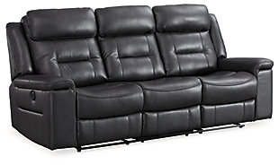McAdoo Power Reclining Sofa, Charcoal, large
