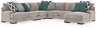 Bardarson 5-Piece Sectional with Chaise, Silver, large