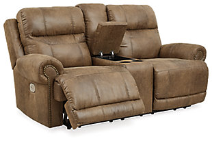 Grearview Power Reclining Loveseat with Console, Earth, large