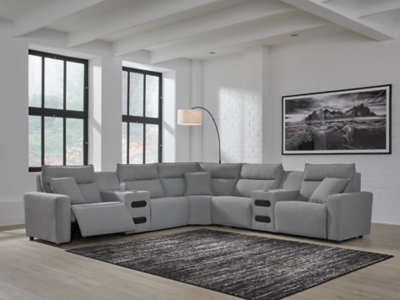 Modmax 7-Piece Power Reclining Sectional with Chaise - Salt and Pepper