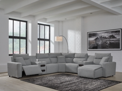 ModMax II 7-Piece Power Reclining Sectional with Chaise, Salt and Pepper, rollover