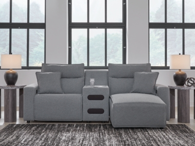 ModMax II 3-Piece Power Reclining Sectional with Chaise, Salt and Pepper, rollover