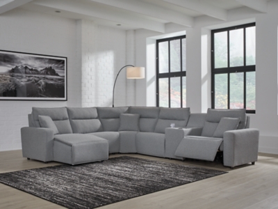 Modmax 6-Piece Power Reclining Sectional with Chaise - Salt and Pepper