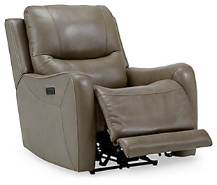The Galahad power recliner might look crisp, clean and lean, but it’s packed with technologically advanced features that truly elevate the art of relaxation. Its zero-gravity mechanism lifts the ottoman four inches higher than traditional recliners (23" off the floor) for better blood flow from your legs to your heart. With the touch of a button, let the stress of the day float away care of an air massage system (with three pampering settings)—or get warm and toasty thanks to a heated seat element. While ultra streamlined, this designer recliner doesn’t cut corners when it comes to quality. The seating area and armrests are upholstered in genuine leather for incomparable comfort—where it counts. Crosshatch stitching adds fashion-forward flair.One-touch power control with adjustable positions, Easy View™ adjustable headrest and zero-draw USB plug-in | Zero-draw technology only consumes power when the USB receptacle is in use | Air massage system includes 3 settings: steady, pulse and wave (with automatic 20-minute shutoff feature) | Heat in the seat element (with automatic 30-minute shutoff feature) | Corner-blocked frame with metal reinforced seat | Attached back and seat cushions | High-resiliency foam cushions wrapped in thick poly fiber | Zero-gravity mechanism (raises the ottoman to 23" off the floor for improved blood flow) | Extended ottoman for enhanced comfort | Leather interior upholstery; vinyl/polyester exterior upholstery | Power cord included; UL Listed | Estimated Assembly Time: 15 Minutes
