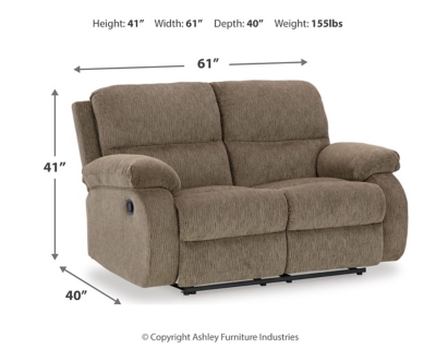 Scranto Reclining Loveseat, Oak, large