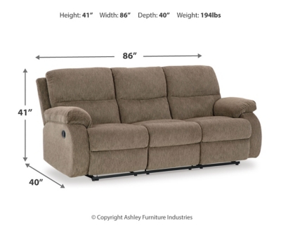 Scranto Reclining Sofa, Oak, large