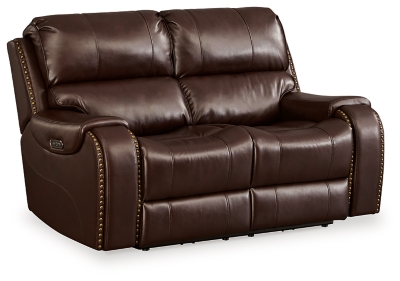 Leather loveseat recliner electric hot sale