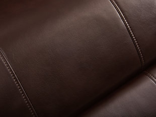 With a streamlined look designed to last, the Latimer power recliner is sure to become a living room mainstay. The brown  upholstery has a laid-back-meets-luxe look well suited to transitional spaces.Attached cushions | Brown upholstery | Power reclining mechanism | Easy View™ power adjustable headrest | Power cord included | Estimated Assembly Time: 15 Minutes