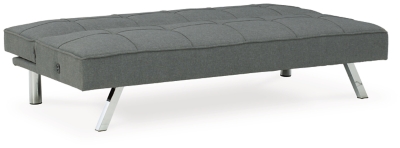 If you’re short on space and long for contemporary style, you’re sure to flip for the Santini flip flop armless sofa. Ideal for apartments and home office/guest room shared spaces, this ultra-contemporary option easily converts from a sofa into a “futon” to accommodate overnight guests. Canted chrome-tone metal legs and box tufting work wonders if modern moves you.Attached back and seat cushions | High-resiliency foam cushions wrapped in thick poly fiber | Polyester upholstery | Tufted details | 2 USB ports; power cord included; UL Listed | Exposed chrome-tone metal legs | Estimated Assembly Time: 15 Minutes