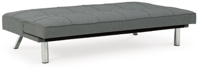 If you’re short on space and long for contemporary style, you’re sure to flip for the Santini flip flop armless sofa. Ideal for apartments and home office/guest room shared spaces, this ultra-contemporary option easily converts from a sofa into a “futon” to accommodate overnight guests. Canted chrome-tone metal legs and box tufting work wonders if modern moves you.Attached back and seat cushions | High-resiliency foam cushions wrapped in thick poly fiber | Polyester upholstery | Tufted details | 2 USB ports; power cord included; UL Listed | Exposed chrome-tone metal legs | Estimated Assembly Time: 15 Minutes