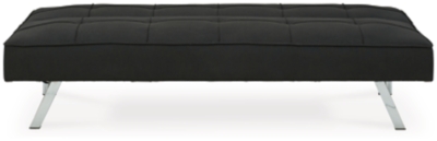 If you’re short on space and long for contemporary style, you’re sure to flip for the Santini flip flop armless sofa. Ideal for apartments and home office/guest room shared spaces, this ultra-contemporary option easily converts from a sofa into a “futon” to accommodate overnight guests. Canted chrome-tone metal legs and box tufting work wonders if modern moves you.Attached back and seat cushions | High-resiliency foam cushions wrapped in thick poly fiber | Polyester upholstery | Tufted details | 2 USB ports; power cord included; UL Listed | Exposed chrome-tone metal feet | Estimated Assembly Time: 15 Minutes