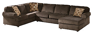 Vista 3-Piece Sectional with Chaise, Chocolate, large