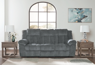 Tip-Off Dual Power Reclining Sofa, Slate