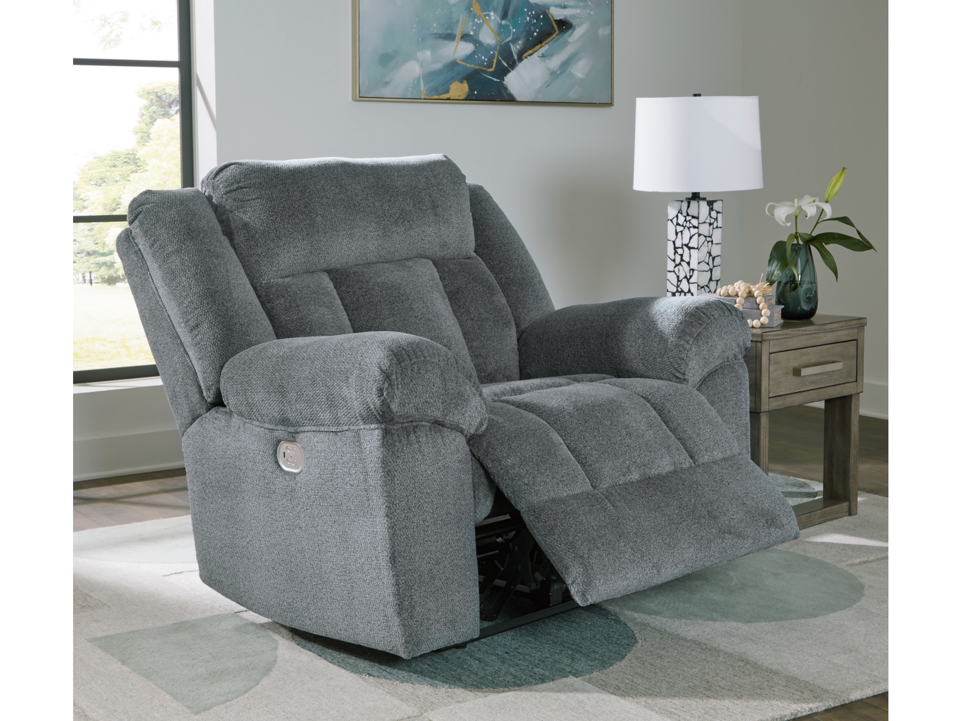 Image 0 of Tip-Off Oversized Dual Power Recliner Slate