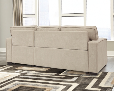 By day and by night, the Darton sleeper sectional is a style revelation. Such a clever merger of form with function, it’s the ultimate solution for small-space living. Each piece has USB charging ports and the corner chaise includes a handy storage space with cushioned lift top. Accessible with subtle fabric tabs, the sofa/sleeper comfortably accommodates overnight guests. Sleek track armrests and cream-tone linen weave upholstery lend a crisp, clean aesthetic that suits modern farmhouse and contemporary settings with ease.Includes 2 pieces: left-arm facing sofa/sleeper and right-arm facing corner chaise with storage | "Left-arm" and "right-arm" describe the position of the arm when you face the piece | Corner-blocked frame | Attached cushions  | High-resiliency foam cushions wrapped in thick poly fiber | Polyester upholstery | USB charging ports | Power cord included; UL Listed | Exposed feet with faux wood finish | Estimated Assembly Time: 50 Minutes