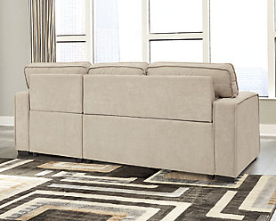 By day and by night, the Darton sleeper sectional is a style revelation. Such a clever merger of form with function, it’s the ultimate solution for small-space living. Each piece has USB charging ports and the corner chaise includes a handy storage space with cushioned lift top. Accessible with subtle fabric tabs, the sofa/sleeper comfortably accommodates overnight guests. Sleek track armrests and cream-tone linen weave upholstery lend a crisp, clean aesthetic that suits modern farmhouse and contemporary settings with ease.Includes 2 pieces: left-arm facing sofa/sleeper and right-arm facing corner chaise with storage | "Left-arm" and "right-arm" describe the position of the arm when you face the piece | Corner-blocked frame | Attached cushions  | High-resiliency foam cushions wrapped in thick poly fiber | Polyester upholstery | USB charging ports | Power cord included; UL Listed | Exposed feet with faux wood finish | Estimated Assembly Time: 50 Minutes