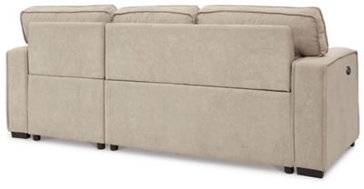 By day and by night, the Darton sleeper sectional is a style revelation. Such a clever merger of form with function, it’s the ultimate solution for small-space living. Each piece has USB charging ports and the corner chaise includes a handy storage space with cushioned lift top. Accessible with subtle fabric tabs, the sofa/sleeper comfortably accommodates overnight guests. Sleek track armrests and cream-tone linen weave upholstery lend a crisp, clean aesthetic that suits modern farmhouse and contemporary settings with ease.Includes 2 pieces: left-arm facing sofa/sleeper and right-arm facing corner chaise with storage | "Left-arm" and "right-arm" describe the position of the arm when you face the piece | Corner-blocked frame | Attached cushions  | High-resiliency foam cushions wrapped in thick poly fiber | Polyester upholstery | USB charging ports | Power cord included; UL Listed | Exposed feet with faux wood finish | Estimated Assembly Time: 50 Minutes