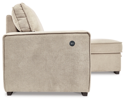 By day and by night, the Darton sleeper sectional is a style revelation. Such a clever merger of form with function, it’s the ultimate solution for small-space living. Each piece has USB charging ports and the corner chaise includes a handy storage space with cushioned lift top. Accessible with subtle fabric tabs, the sofa/sleeper comfortably accommodates overnight guests. Sleek track armrests and cream-tone linen weave upholstery lend a crisp, clean aesthetic that suits modern farmhouse and contemporary settings with ease.Includes 2 pieces: left-arm facing sofa/sleeper and right-arm facing corner chaise with storage | "Left-arm" and "right-arm" describe the position of the arm when you face the piece | Corner-blocked frame | Attached cushions  | High-resiliency foam cushions wrapped in thick poly fiber | Polyester upholstery | USB charging ports | Power cord included; UL Listed | Exposed feet with faux wood finish | Estimated Assembly Time: 50 Minutes